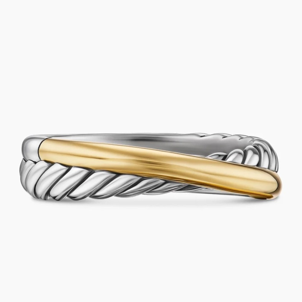 David Yurman Crossover Ring (Sterling Silver & 18K Yellow Gold) 5.3MM Size 5.5